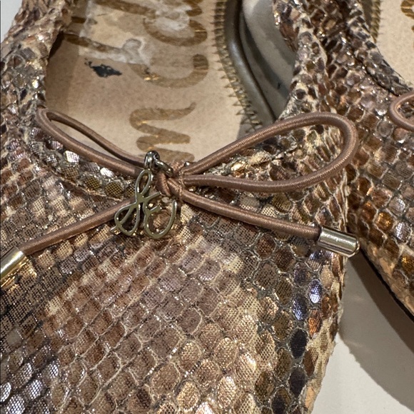 Sam Edelman gold Metallic Snake Print Ballet Flats - Picture 6 of 11